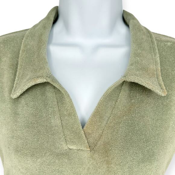 Topshop | Size 8 | Towelling Collared Mini Dress In Sage Green - Picture 12 of 12